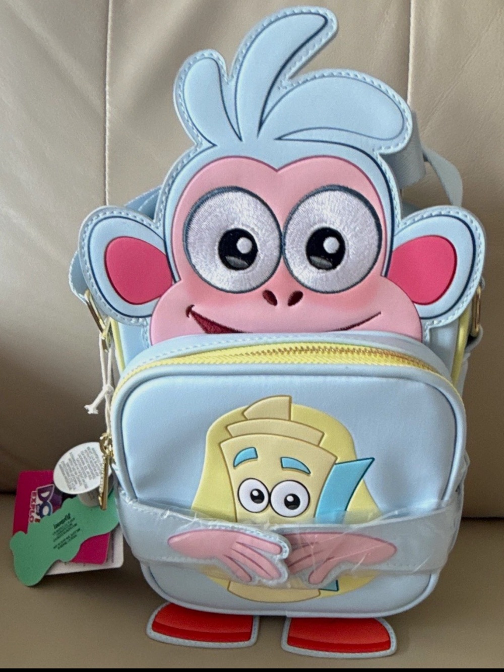 Loungefly Nickelodeon Dora the Explorer Boots Mini Backpack Blue Yellow Zip NWT